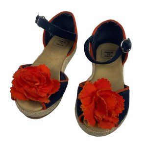 Janie And Jack Girls 6 Greece Getaway Flower Espadrille Sandals Navy Orange